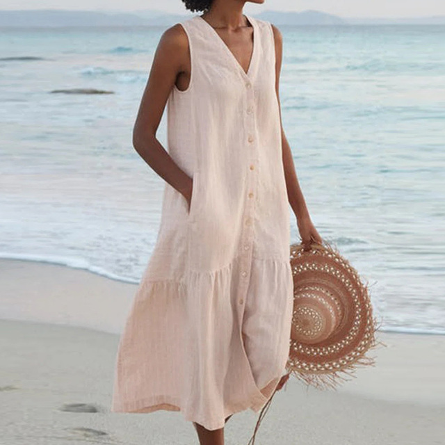 Vestido com Decote em V feminino