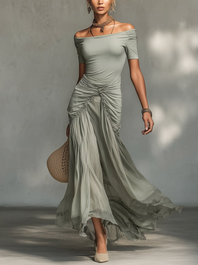 Noémia | Vestido maxi de ombros descobertos