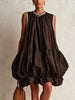 Colette | Vestido curto castanho de volume balão