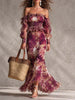 Nádia | Vestido maxi floral de ombros descobertos