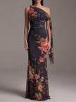 Eulália | Vestido maxi floral de um ombro