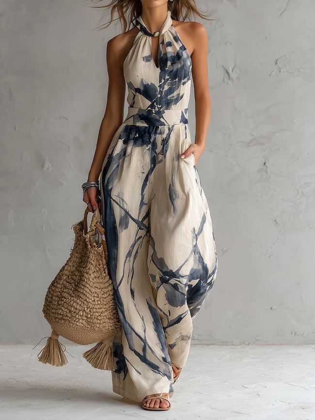 Ofélia | Macacão estampado com bolsos