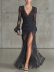 Kiara | Vestido maxi com renda e abertura