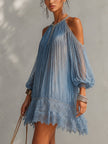 Séraphine | Vestido curto plissado de ombros descobertos