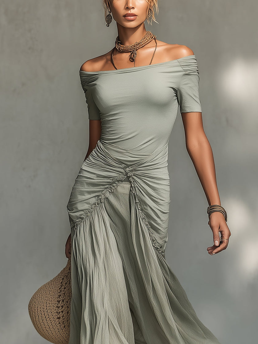 Noémia | Vestido maxi de ombros descobertos