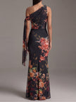 Eulália | Vestido maxi floral de um ombro