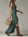 Amira | Vestido maxi estampado com folhos