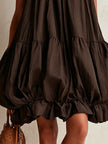 Colette | Vestido curto castanho de volume balão