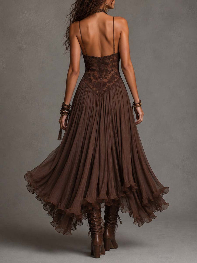 Letícia | Vestido maxi romântico com renda