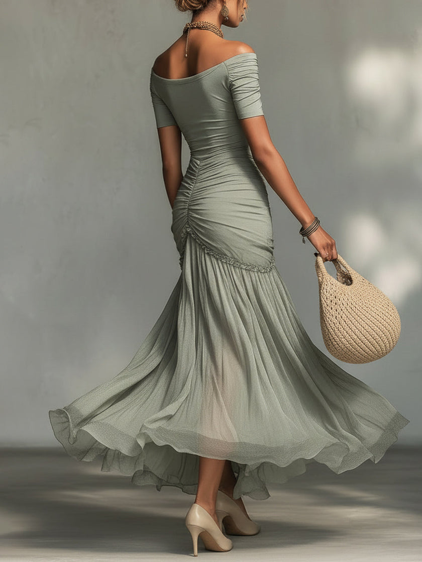 Noémia | Vestido maxi de ombros descobertos