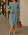 Julia - Vestido com Decote Redondo e Bolsos
