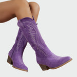 Botas ocidentais bordadas e elegantes feminino