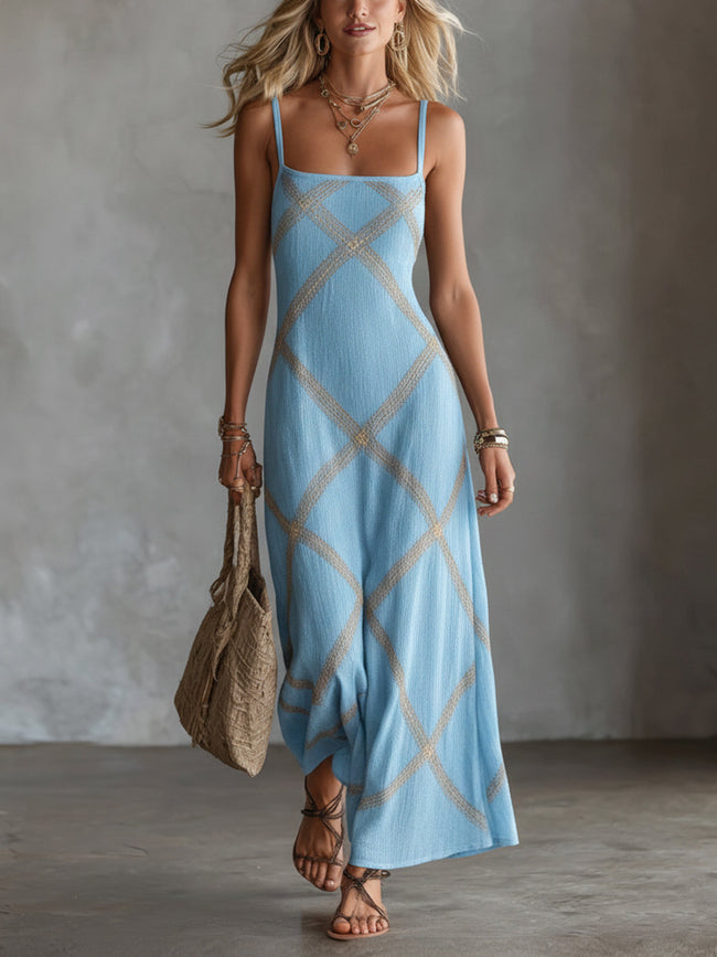 Marcella | Vestido maxi de padrão geométrico