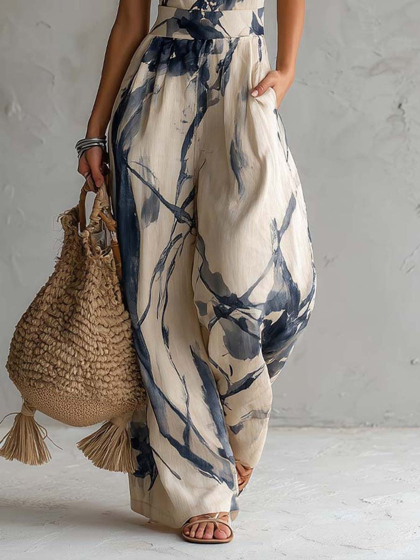Ofélia | Macacão estampado com bolsos