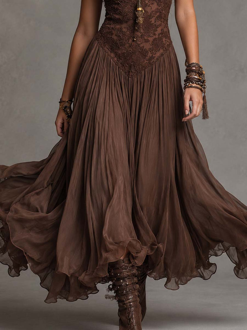 Gemma | Vestido maxi romântico com renda