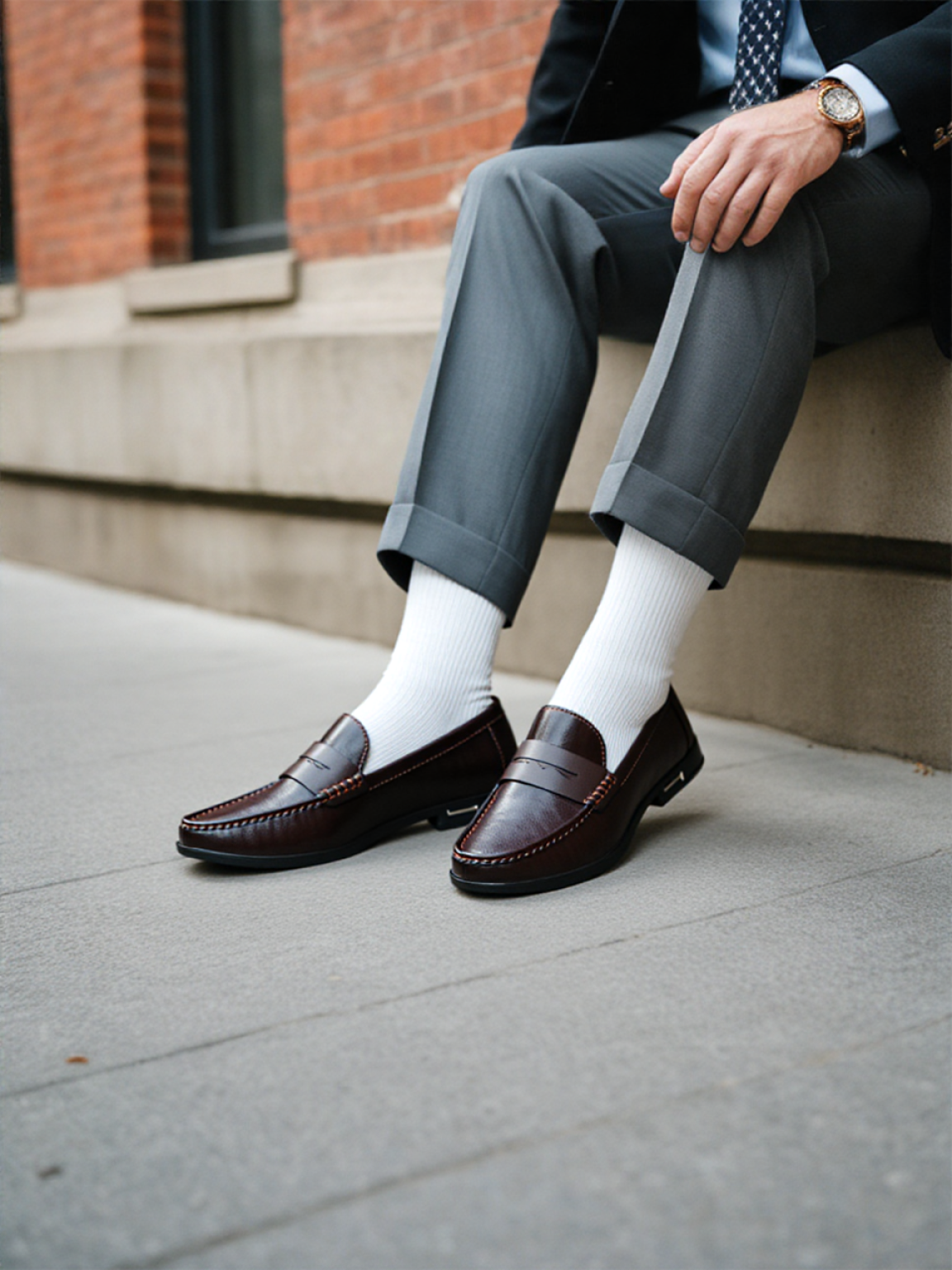 Sapatos em couro verdadeiro masculino