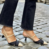 Elegantes sapatos slingback feminino