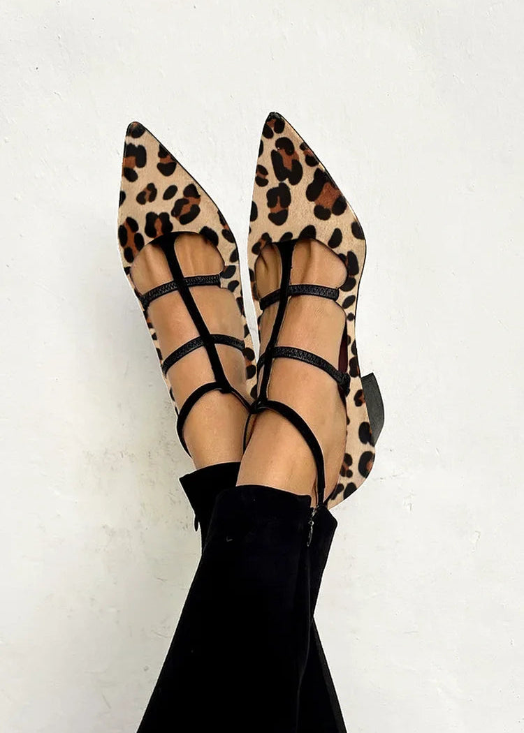 Sabrinas com estampado animal e tiras delicadas feminino