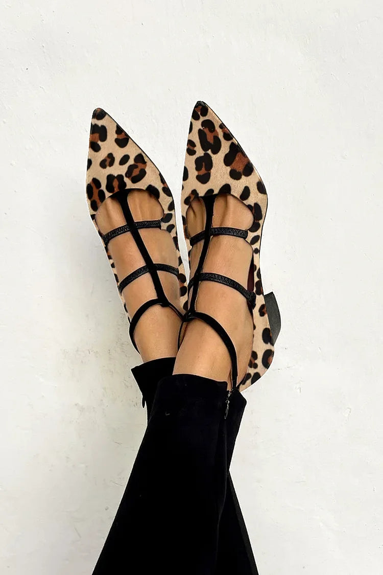 Sabrinas com estampado animal e tiras delicadas feminino
