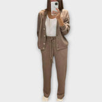 Conjunto de casaco e calças feminino