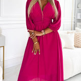 Luisa - Vestido midi colorido com decote em V