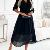 Luisa - Vestido midi colorido com decote em V