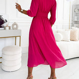 Luisa - Vestido midi colorido com decote em V