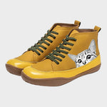 Botas de couro para amantes de gatos feminino