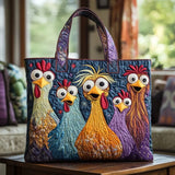Bolsa artesanal - Cinco galinhas coloridas