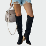 Botas ortopédicas de couro até ao joelho feminino