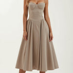 Vestido midi corpete estruturado feminino
