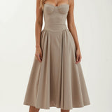 Vestido midi corpete estruturado feminino
