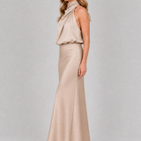 Vestido midi Nopal sem mangas com gola drapeada