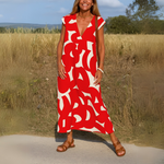 Vestido fluido com decote V feminino