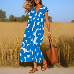 Vestido fluido com decote V feminino