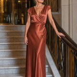 Vestido maxi Samouse envelope com manga curta