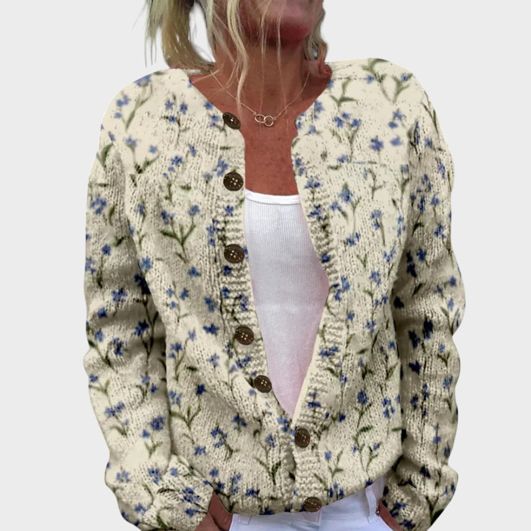Cardigan Floral de Outono feminino