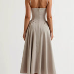 Vestido midi corpete estruturado feminino