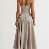 Vestido midi corpete estruturado feminino