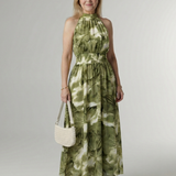 Vestido midi Sylin halter com cintura franzida