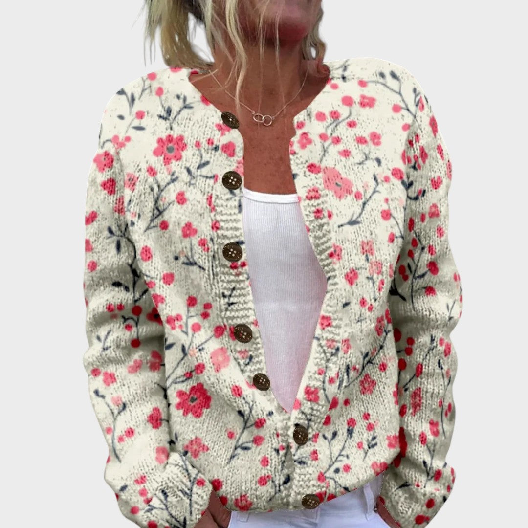Cardigan Floral de Outono feminino