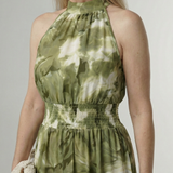 Vestido midi Sylin halter com cintura franzida