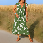 Vestido fluido com decote V feminino