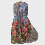 Vestido com Estampa Impressionista feminino