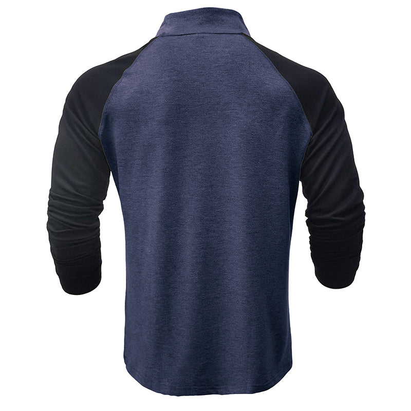Camisa de algodão com gola subida masculino