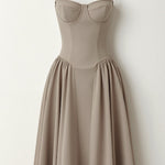 Vestido midi corpete estruturado feminino