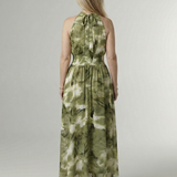 Vestido midi Sylin halter com cintura franzida