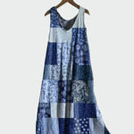Vestido com Padrão de Patchwork Azul feminino
