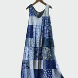 Vestido com Padrão de Patchwork Azul feminino