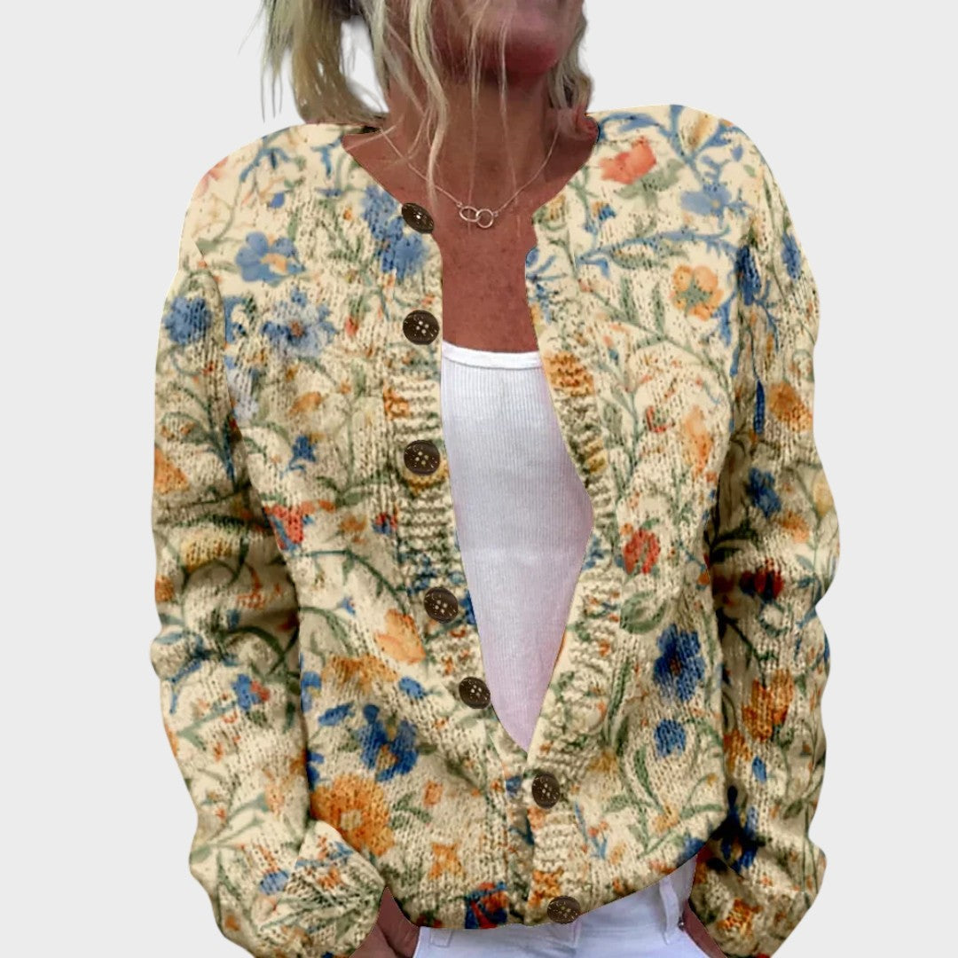 Cardigan Floral de Outono feminino